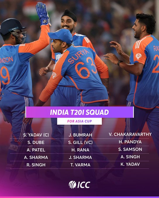 Asia cup 2025 India Squad