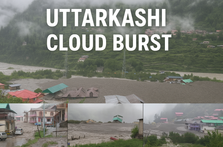 uttarkashi cloud burst collage