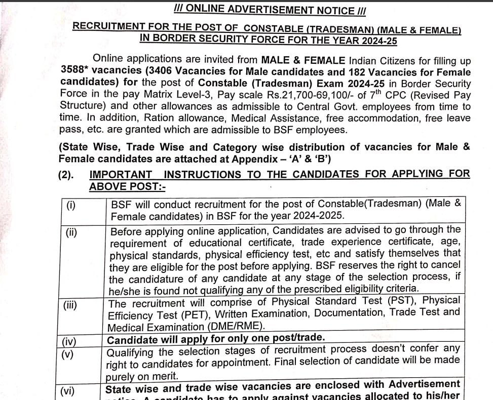 BSF Constable Recruitment 2025