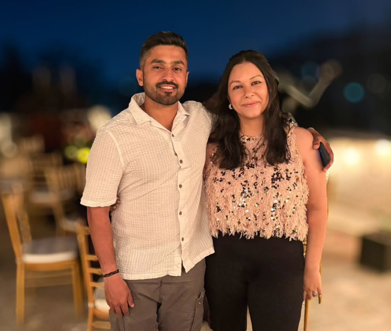 Karun Nair with his wife