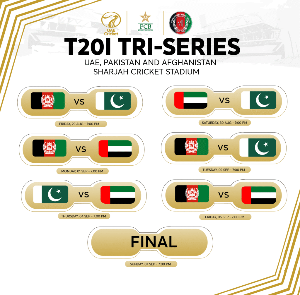 Pakistan Vs Afghanistan Vs UAE Tri Nation Series