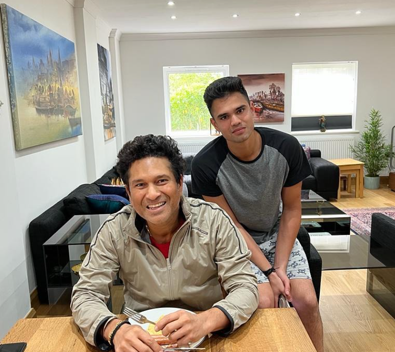 Arjun Tedulkar with Sachin