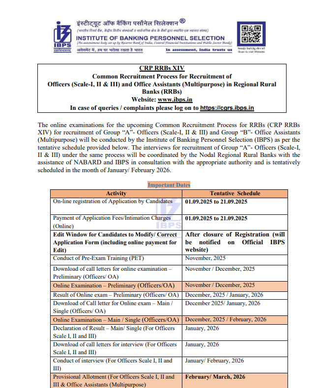 IBPS RRB Vacancy 2025 – 13217 Bank Jobs Notification