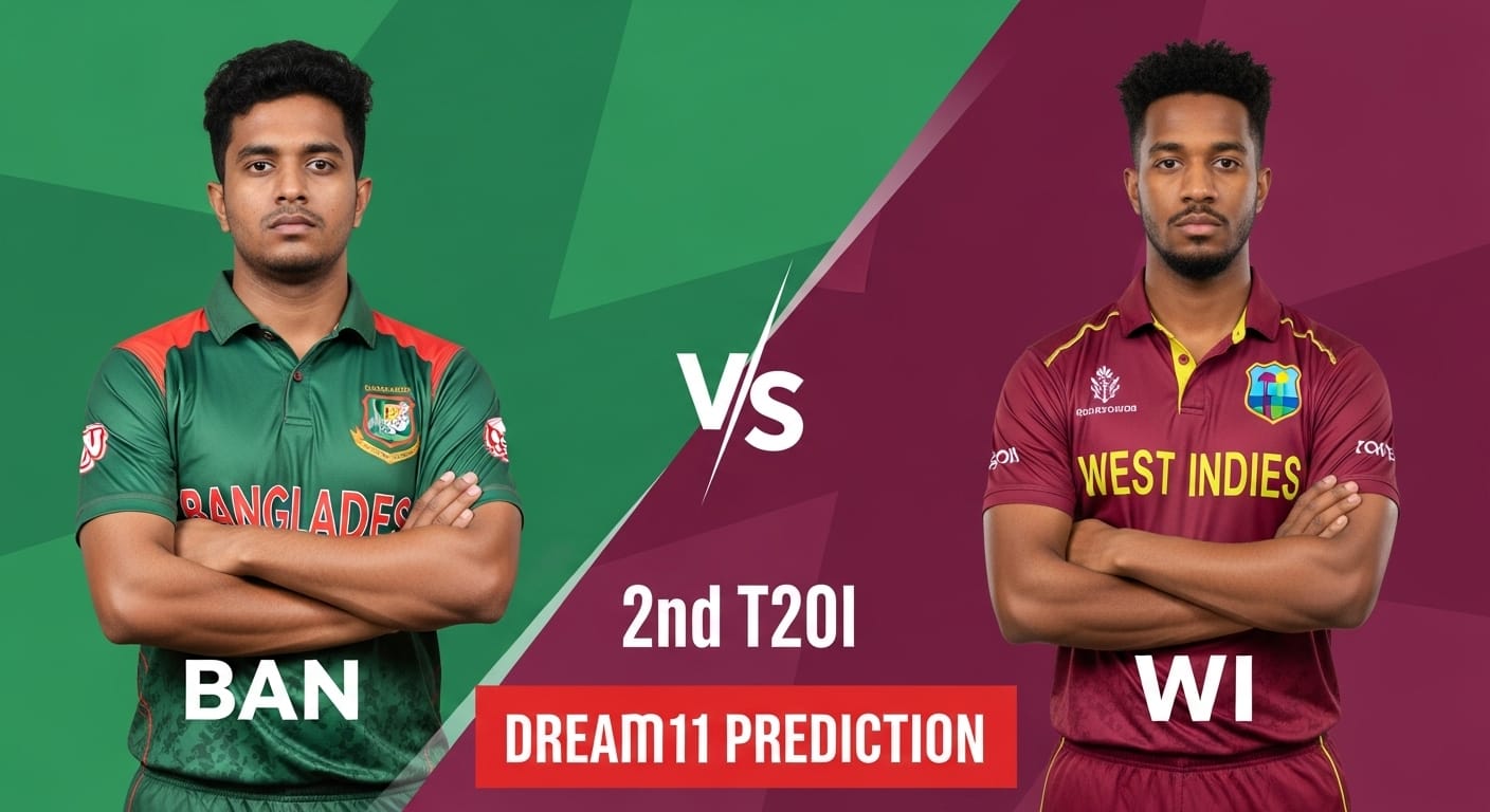 BAN vs WI Dream 11 Prediction 2nd T20I 2025 – Fantasy Tips, & Winner Prediction..