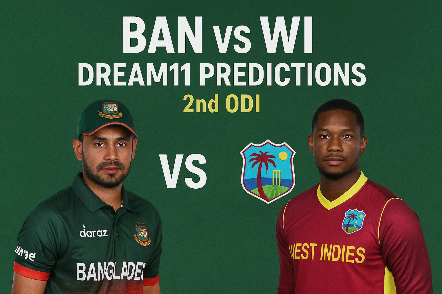 BAN vs WI Dream 11 Predictions 2nd ODI – Best Fantasy Tips, Strong Teams & Winning Insights