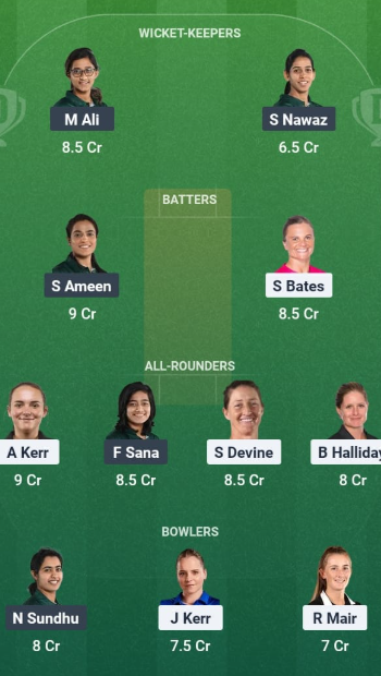 Nz w vs Pak w Dream 11 Predictions : Team 1