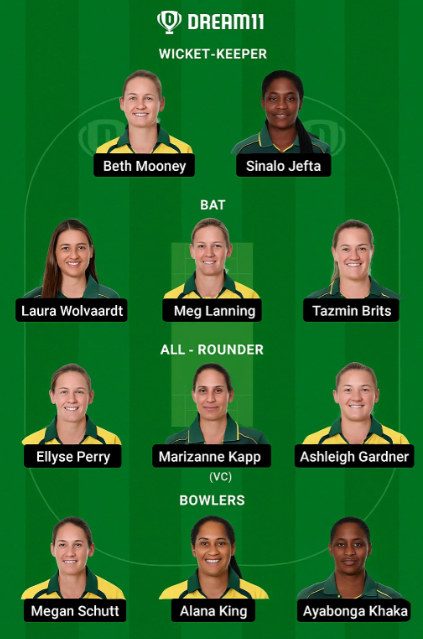 Aus W vs SA W Dream11 Predictions : safe Team