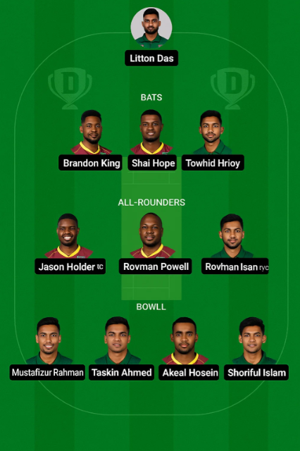 Ban vs WI : Dream 11 Team Small League