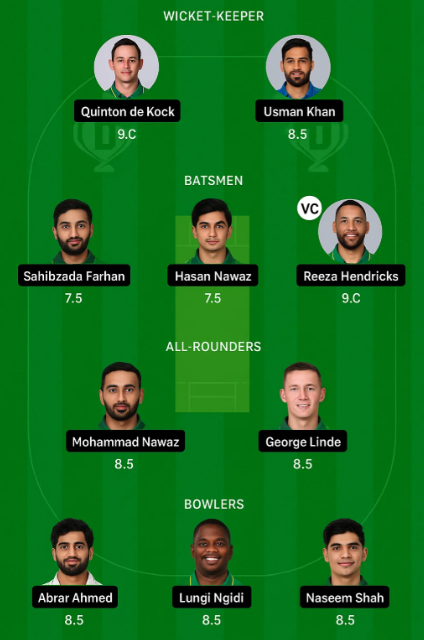 Pak vs SA dream 11 Team 1st t20i