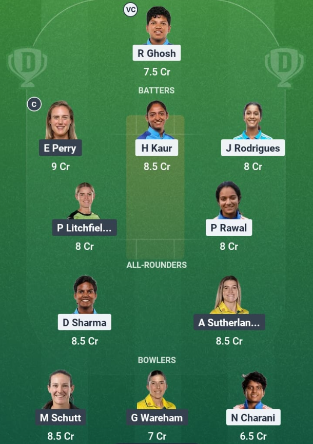 Ind W vs Aus W Dream 11 Predictions: Expert Fantasy Tips, Lineups & Match Analysis 5 Ind W vs Aus W Dream 11 Predictions : Team 3