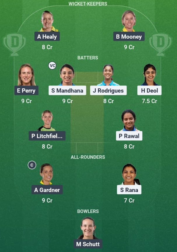 Ind W vs Aus W Dream 11 Predictions: Expert Fantasy Tips, Lineups & Match Analysis 4 Ind W vs Aus W Dream 11 Predictions : team 2