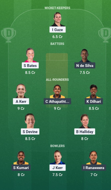 NZ W vs SL W Dream11 Prediction, Explosive Dream Team Tips.. 4 NZ W vs SL W Dream11 Team 2