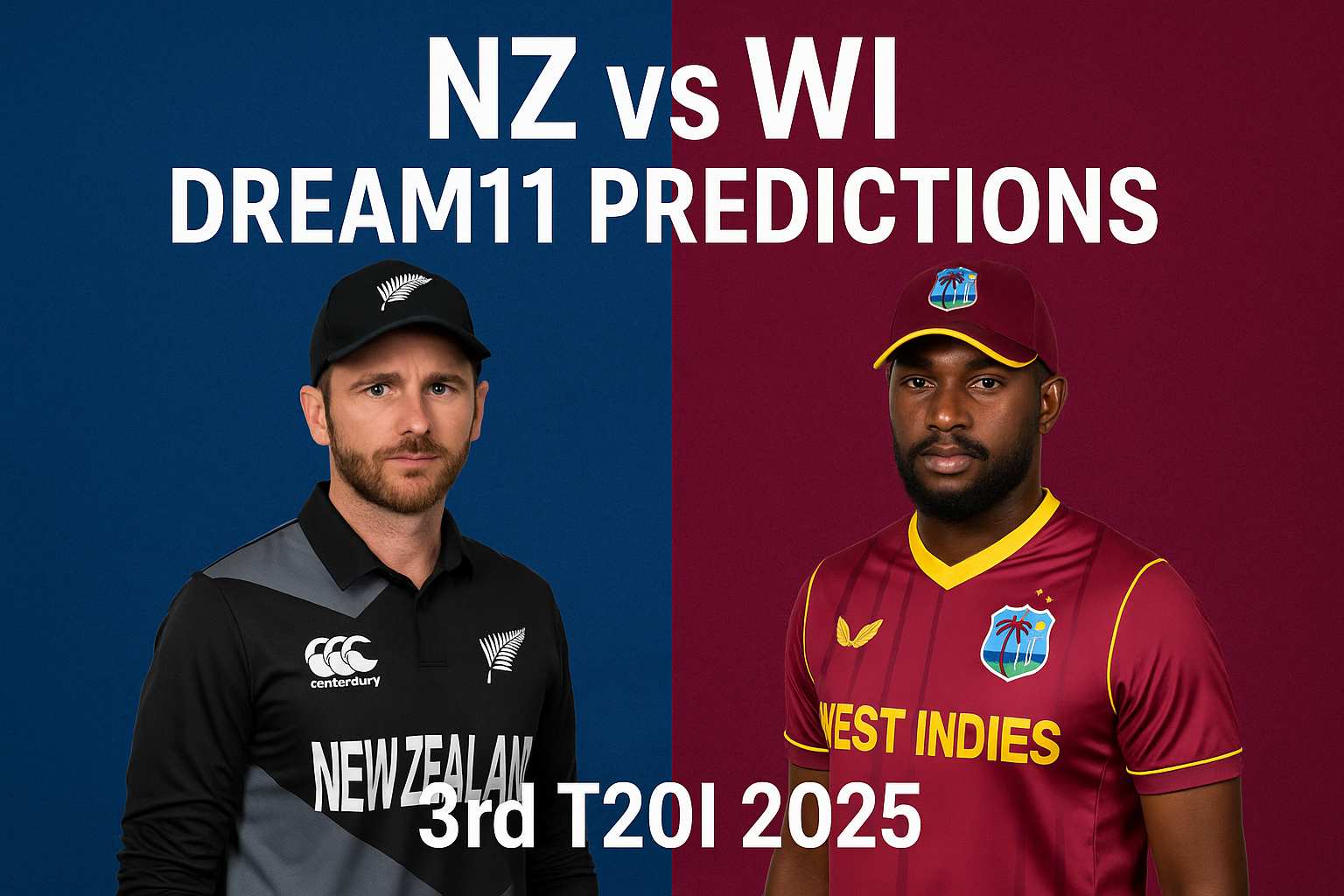 Powerful Picks for NZ vs WI Dream11 Predictions (3rd T20I 2025)..
