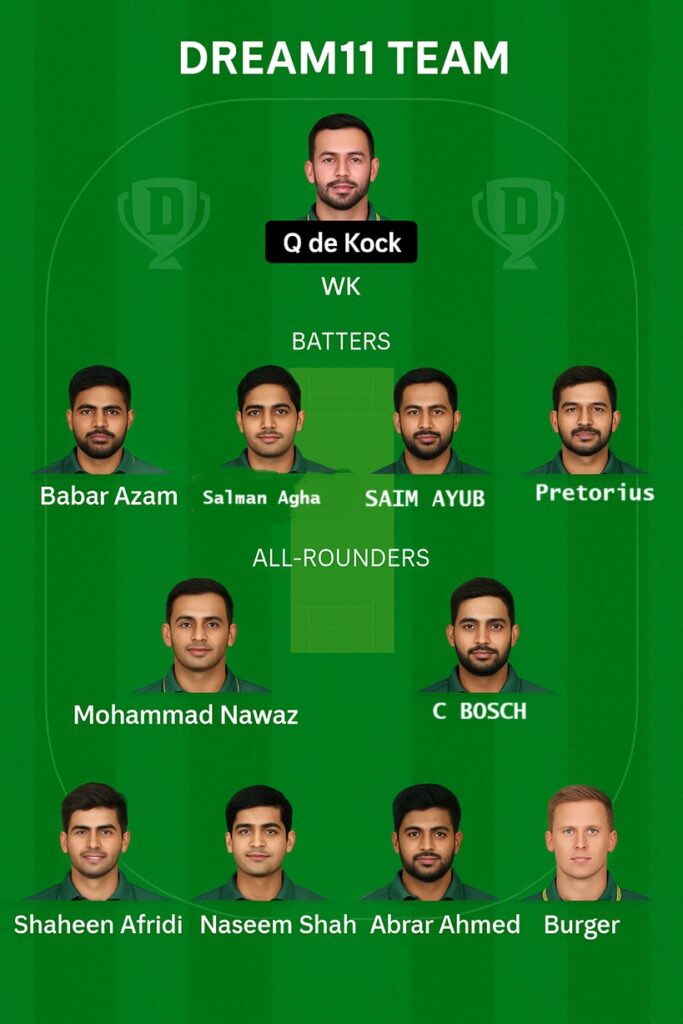 Pak vs SA Dream 11 Predictions : Small League Team