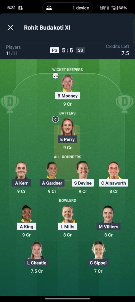 PS W vs SS W Dream11 Prediction Today Match | WBBL 2025 | Perth Scorchers vs Sydney Sixers, injury update, 9 Nov 2025 4 PS W vs SS W Dream11 Prediction