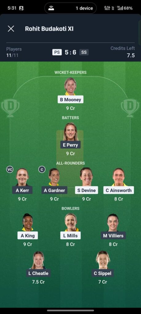 PS W vs SS W Dream11 Prediction Today Match | WBBL 2025 | Perth Scorchers vs Sydney Sixers, injury update, 9 Nov 2025 5 PS W vs SS W Dream11 Prediction