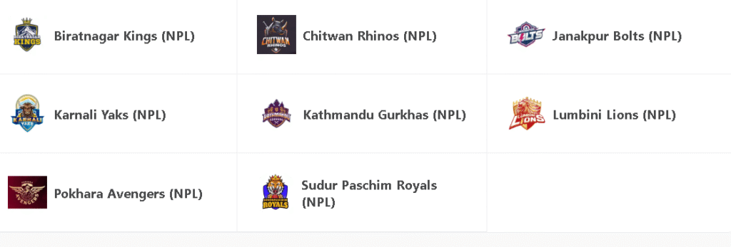 Nepal T20 League Teams