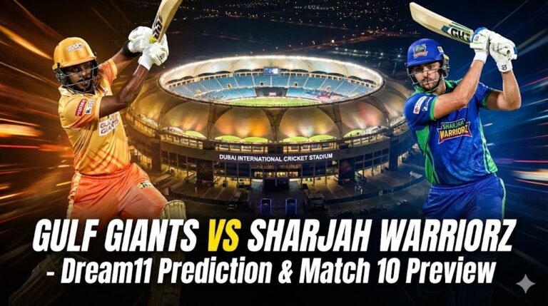 Sports Buzz: Epic Cricket Dream 11 Predictions & News 18 Gulf Giants vs Sharjah Warriorz Dream11
