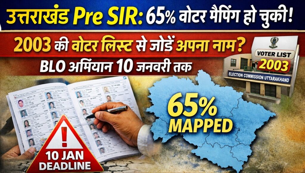 Uttarakhand Pre SIR: 65% Voters Mapped, 10 Jan Deadline