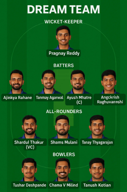 MUM vs HYD Dream11 Prediction : Best Picks For Today SMAT 2025 Match (12-12-2025) 5 Mum vs HYD Dream 11 Team